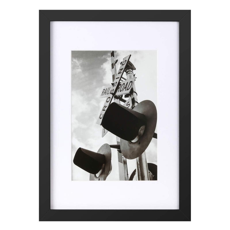 ONE WALL Tempered Glass 9x13 Picture Frame with Mats for 6x9 Photo, Black Wood Frame for Wall and Tabletop - Mounting Hardware Included - Image 1